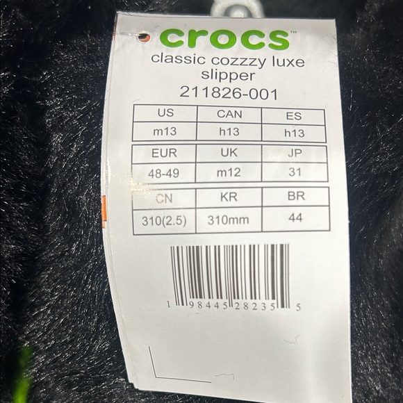 CROCS Black Fuzzy Slippers New! - Picture 6 of 7